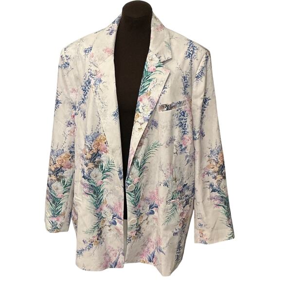 Asos Women’s Floral Pink Purple Women's Dad Oversized Blazer Jacket Size 12 - Picture 1 of 11